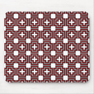 Crosses & Squares Red - Mousepad