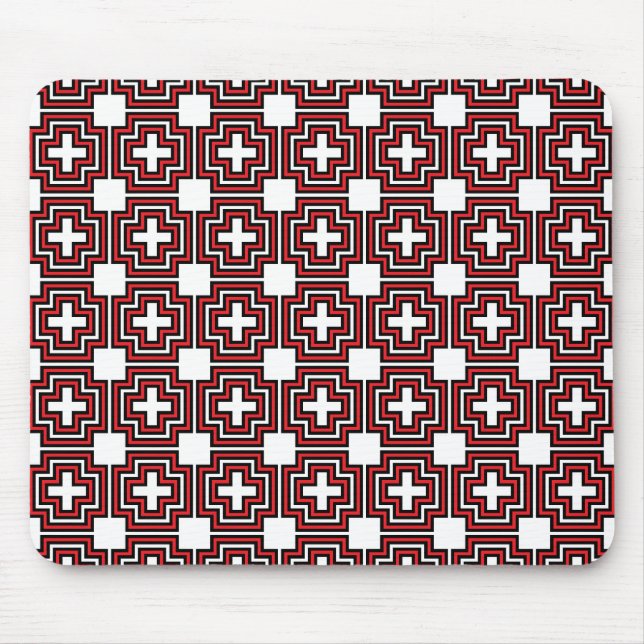 Crosses & Squares Red - Mousepad (Front)