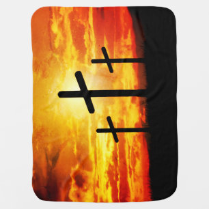Crosses Sunset Silhouette Painting Artwork-67137 Baby Blanket