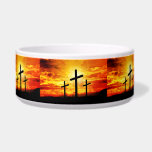 Crosses Sunset Silhouette Painting Artwork-67137 Bowl<br><div class="desc">A peaceful sunset silhouette painting featuring crosses against a glowing horizon. Ideal for inspirational,  spiritual,  or Christian-themed gifts and décor.
(Design-67137)</div>