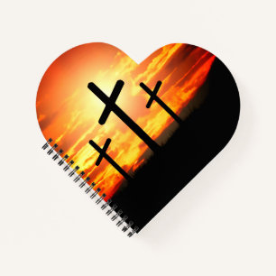 Crosses Sunset Silhouette Painting Artwork-67137 Notebook