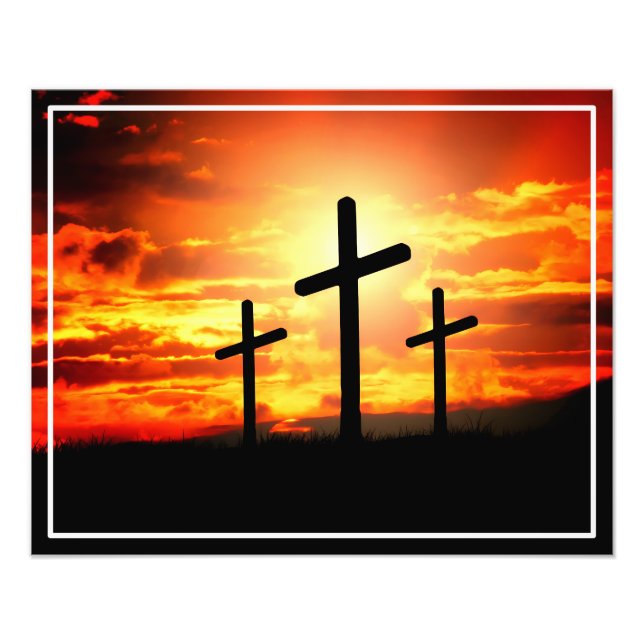 Crosses Sunset Silhouette Painting Artwork-67137 Photo Print (Front)