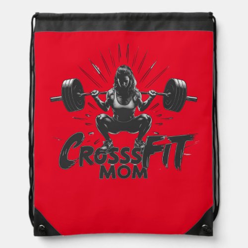 CrossFit Power Mom Red Drawstring Backpack