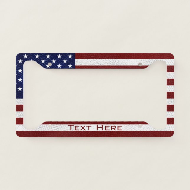 Crosshatch American Flag Personalized License Plate Frame (Front)