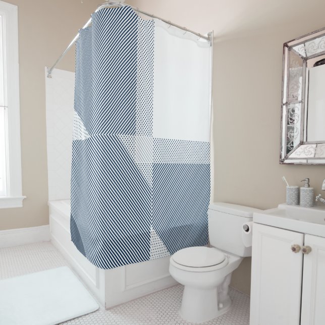 Crosshatch Op Art Shower Curtain (In Situ)