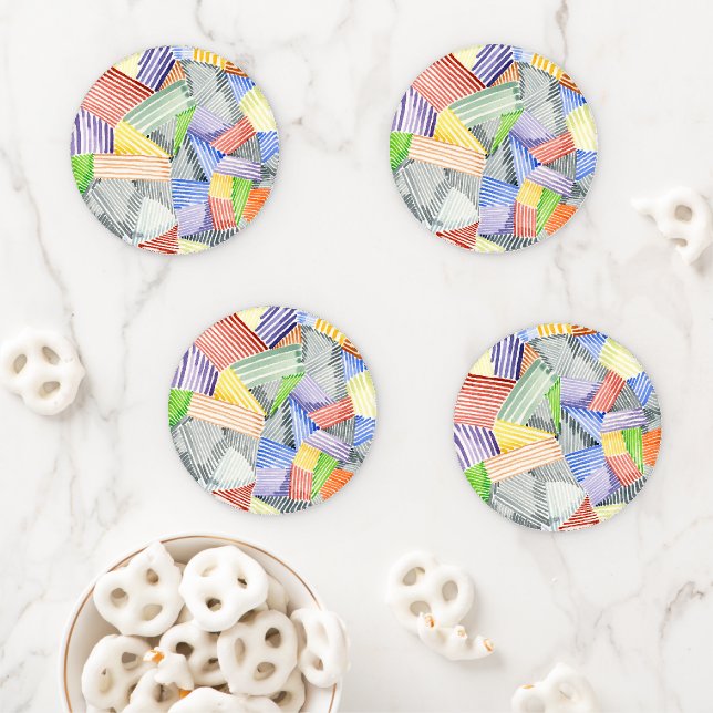 Crosshatch Quilt I Coaster Set (In Situ)