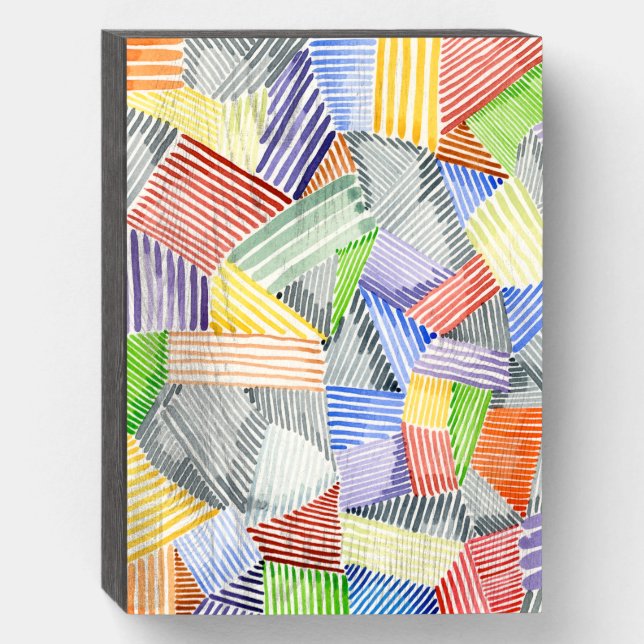 Crosshatch Quilt I Wooden Box Sign (Front Vertical)