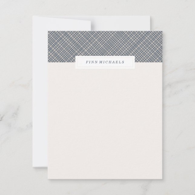 Crosshatch Stationery - Navy Note Card (Front)