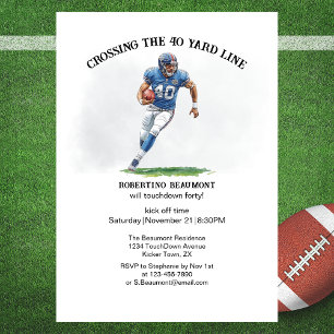 Crossing 40 Yard American Football 40th birthday Invitation