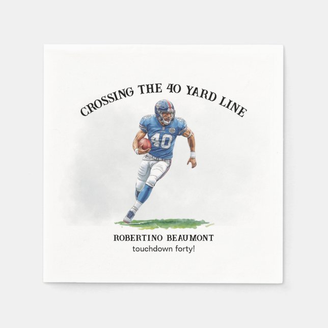 Crossing 40 Yard American Football 40th birthday Napkins (Front)