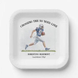 Crossing 50 Yard American Football 50th birthday Paper Plates