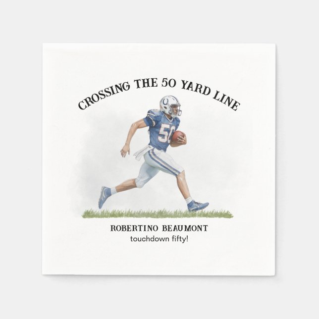 Crossing 50 Yards American Football 50th birthday Napkins (Front)