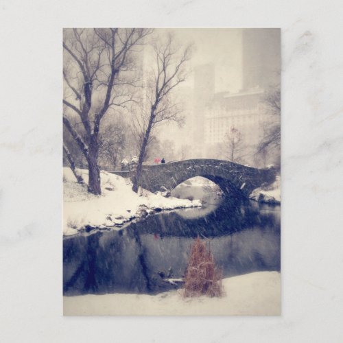 Crossing Bridges Through The Snow In Central Park Postcard