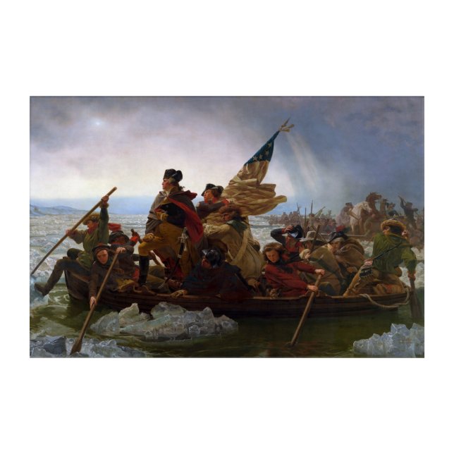 Crossing Delaware 1776: General George Washington Acrylic Print (Front)