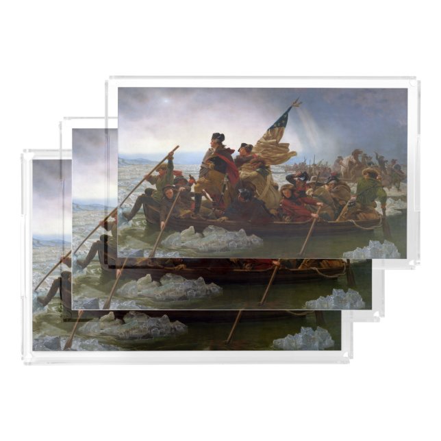 Crossing Delaware 1776: General George Washington Acrylic Tray (Set)