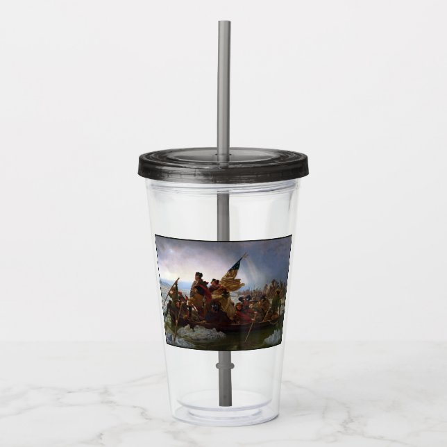 Crossing Delaware 1776: General George Washington Acrylic Tumbler (Front)