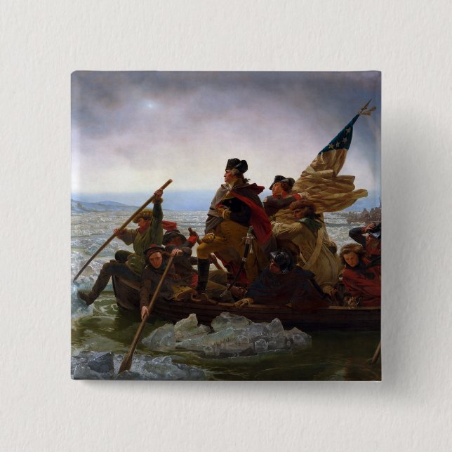 Crossing Delaware 1776: General George Washington Button (Front)