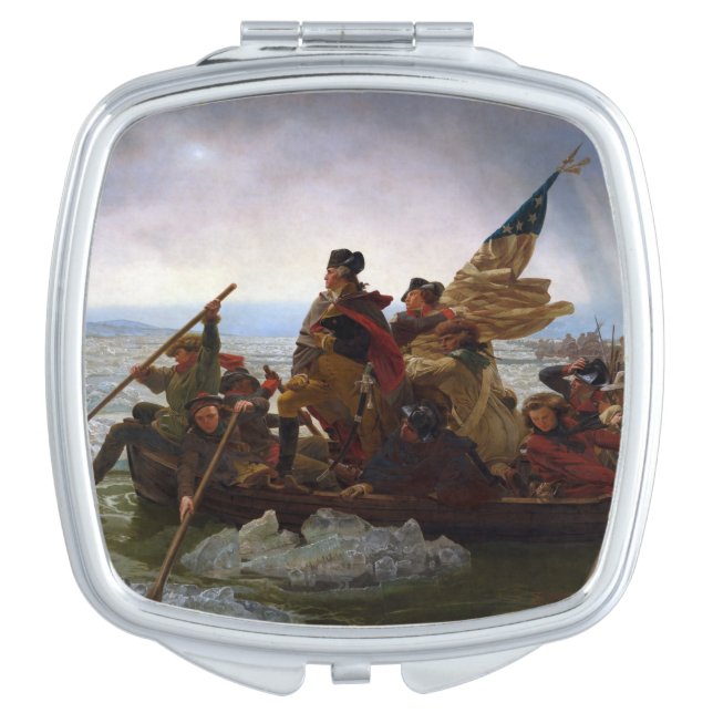 Crossing Delaware 1776: General George Washington Compact Mirror (Front)