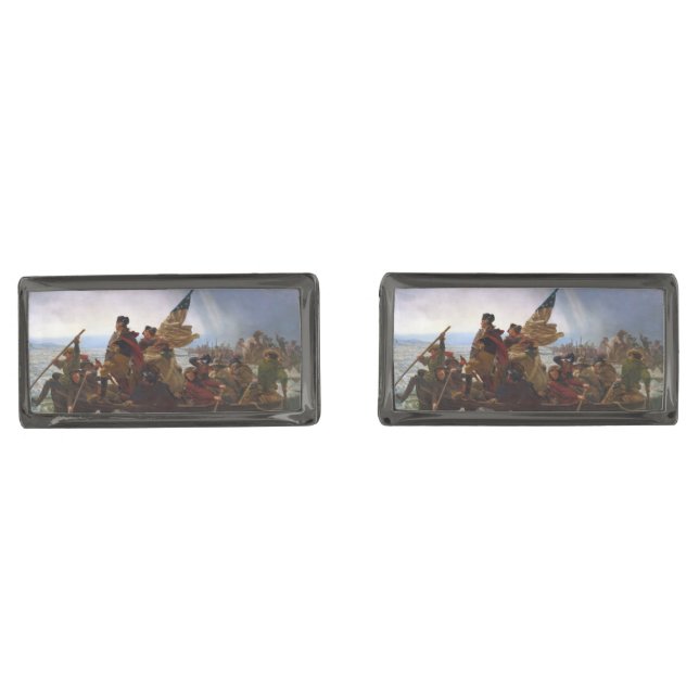 Crossing Delaware 1776: General George Washington Cufflinks (Front)