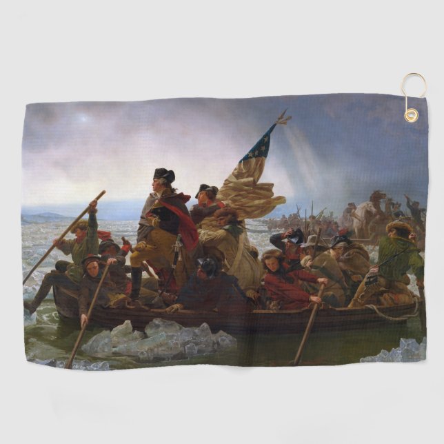 Crossing Delaware 1776: General George Washington Golf Towel (Horizontal)