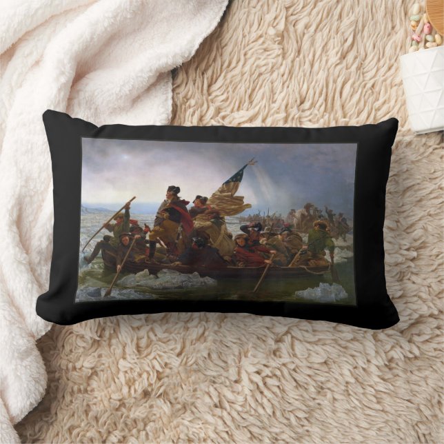 Crossing Delaware 1776: General George Washington Lumbar Pillow (Blanket)