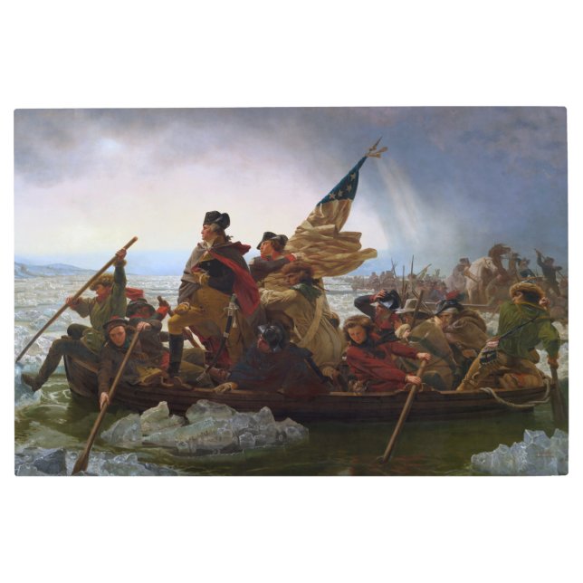 Crossing Delaware 1776: General George Washington Metal Print (Front)