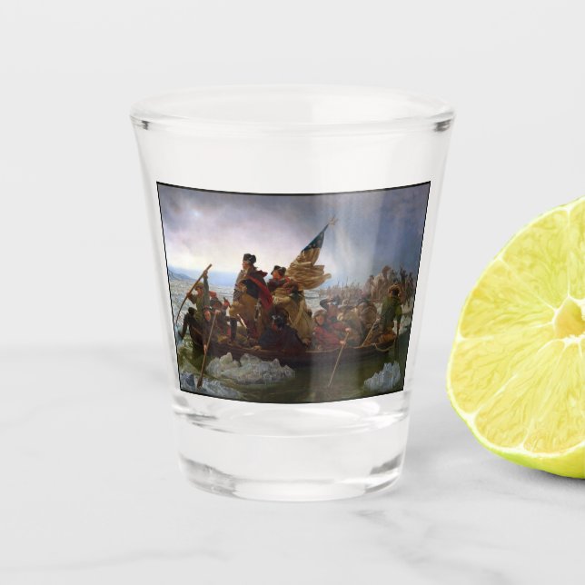Crossing Delaware 1776: General George Washington Shot Glass (Front)