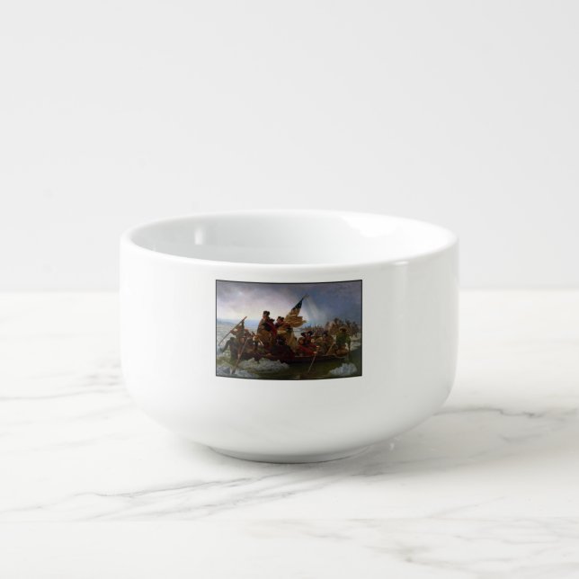 Crossing Delaware 1776: General George Washington Soup Mug (Front)