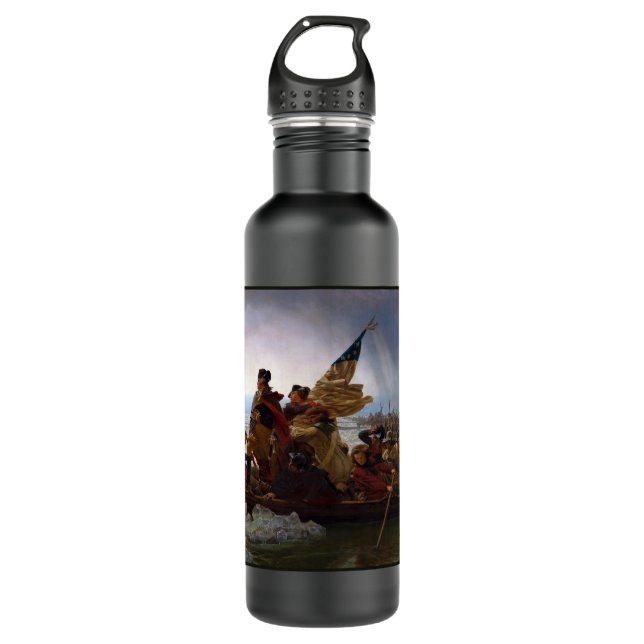 Crossing Delaware 1776: General George Washington Stainless Steel Water Bottle (Front)