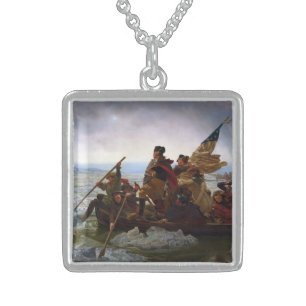 Crossing Delaware 1776: General George Washington Sterling Silver Necklace