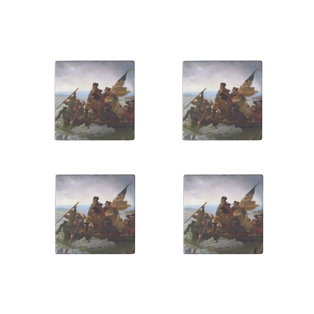 Crossing Delaware 1776: General George Washington Stone Magnet (Front)