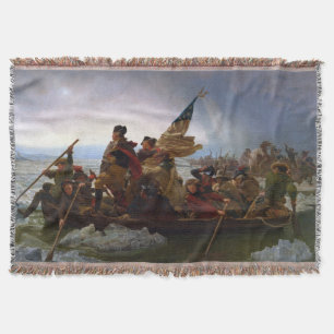 Crossing Delaware 1776: General George Washington Throw Blanket