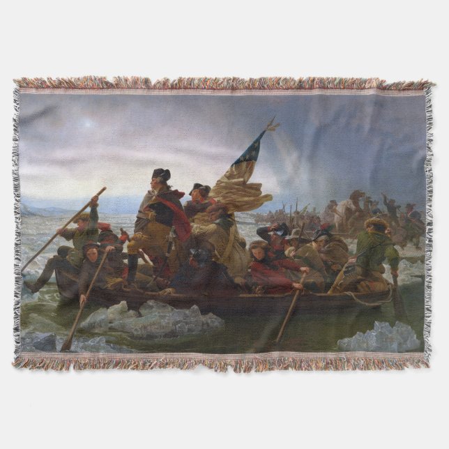 Crossing Delaware 1776: General George Washington Throw Blanket (Front)