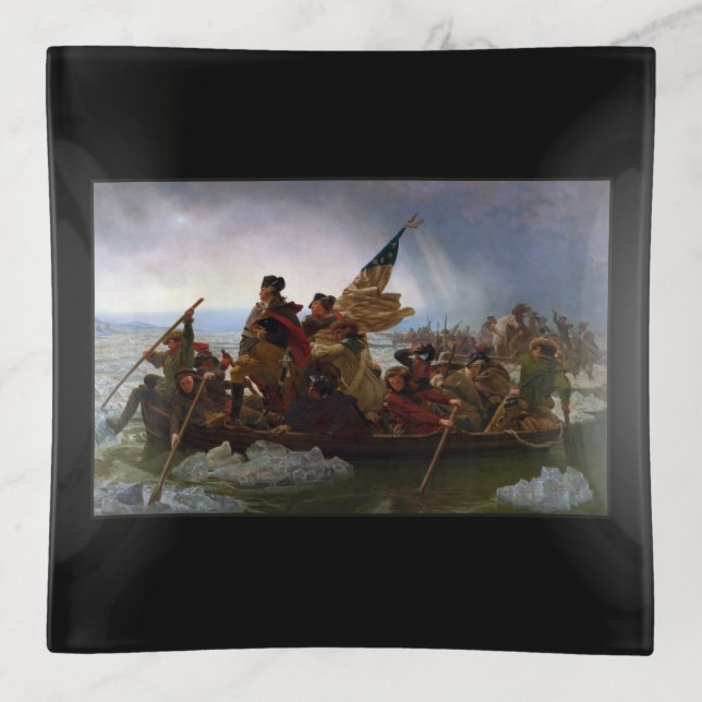 Crossing Delaware 1776: General George Washington Trinket Tray (Front)