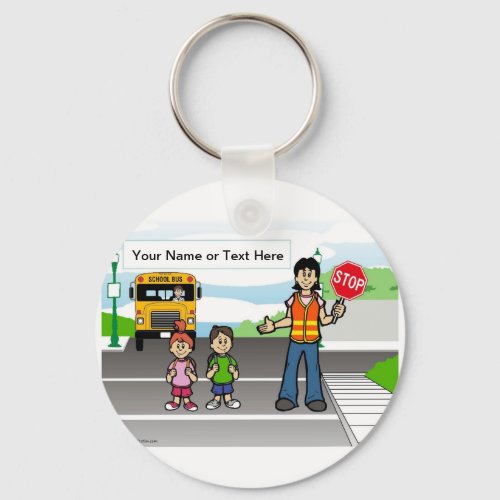 Crossing Guard Cartoon by PrintedPerfectioncom Keychain