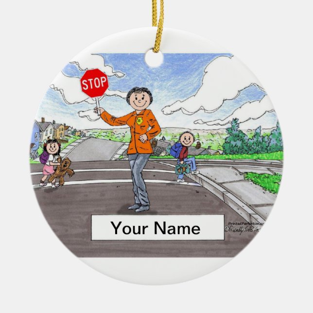 Crossing Guard - Female Ceramic Ornament (Front)