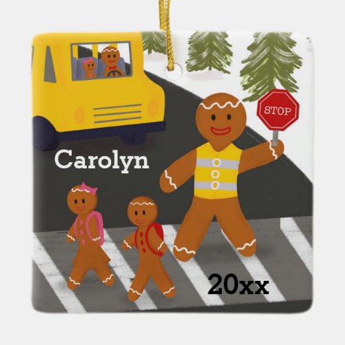 Crossing Guard Personalized Crosswalk Attendant Ceramic Ornament