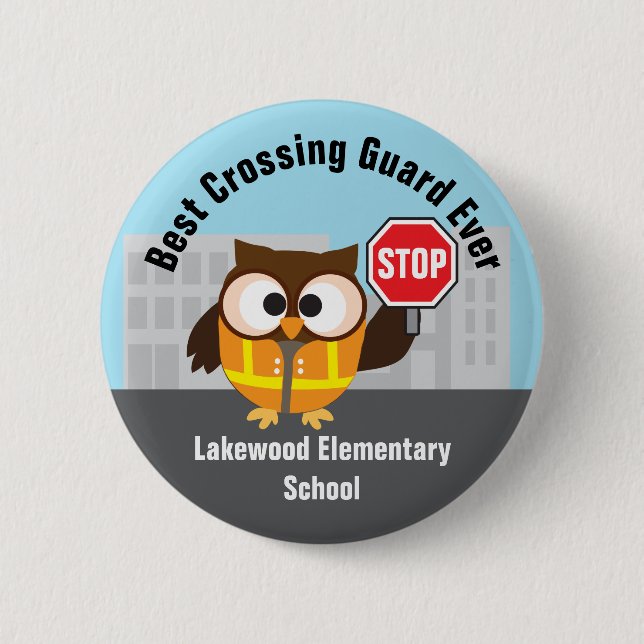 Crossing Guard School Safety Patrol Thank You Pinback Button (Front)