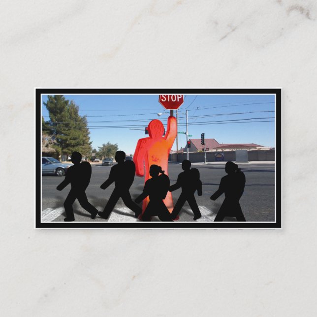 Crossing Guard w/Kids on the Street Business Card (Front)