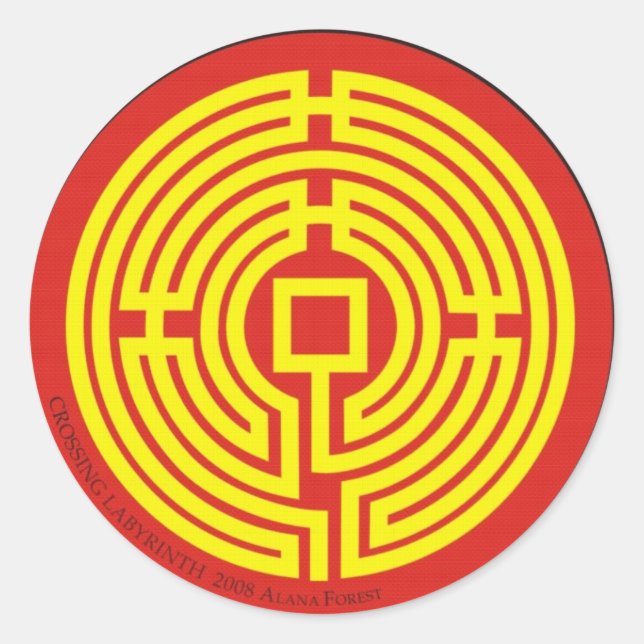 crossing labyrinth chinese classic round sticker (Front)