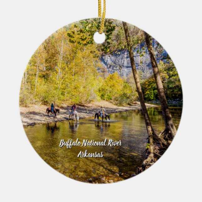 Crossing The Buffalo River Circle Ornament (Front)