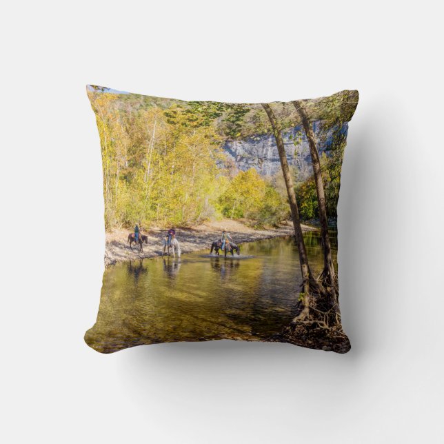 Crossing The Buffalo River Photo Pillow (Front)