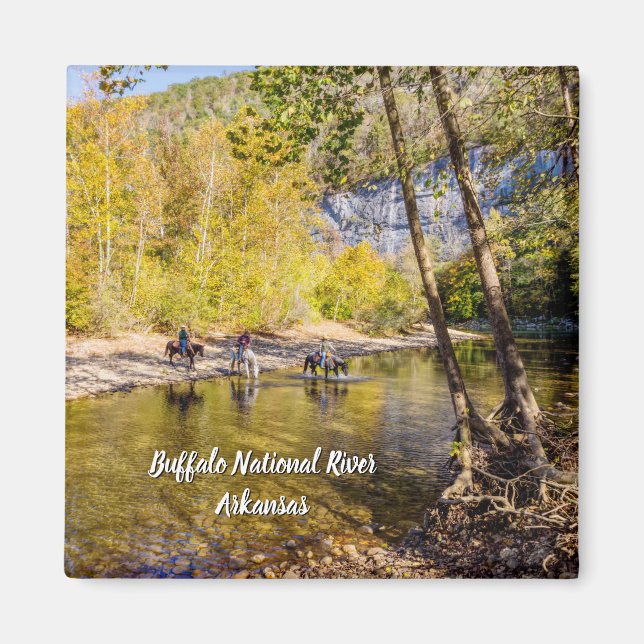 Crossing The Buffalo River Square Magnet (Front)
