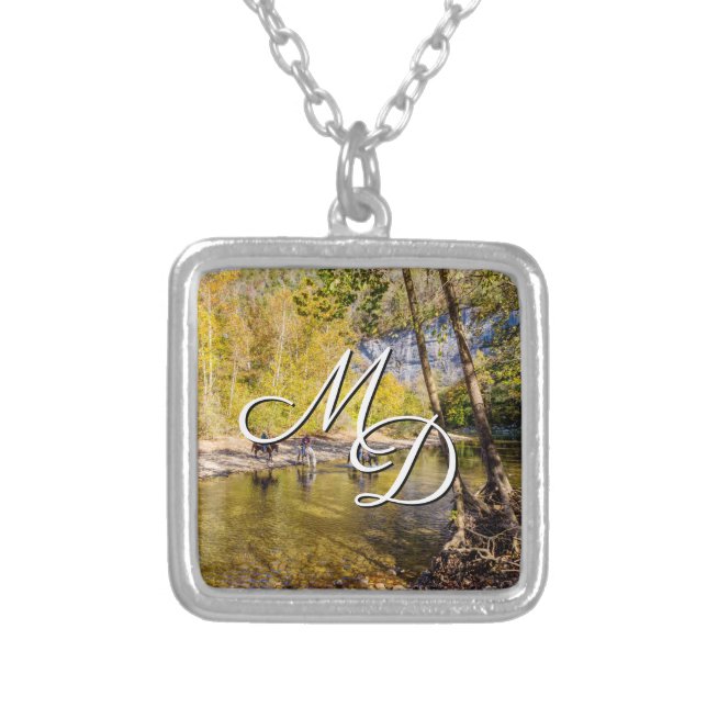 Crossing The Buffalo River Square Necklace (Front)