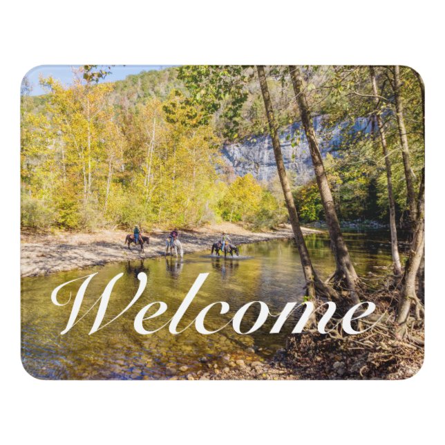 Crossing The Buffalo River Welcome Door Sign (Contemporary Front)
