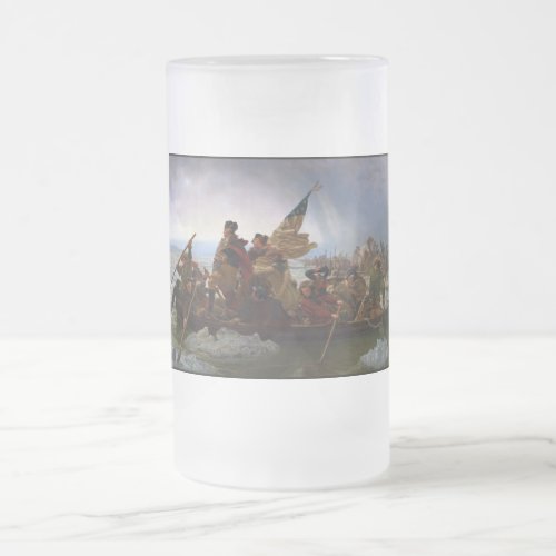 Crossing the Delaware River George Washington Frosted Glass Beer Mug