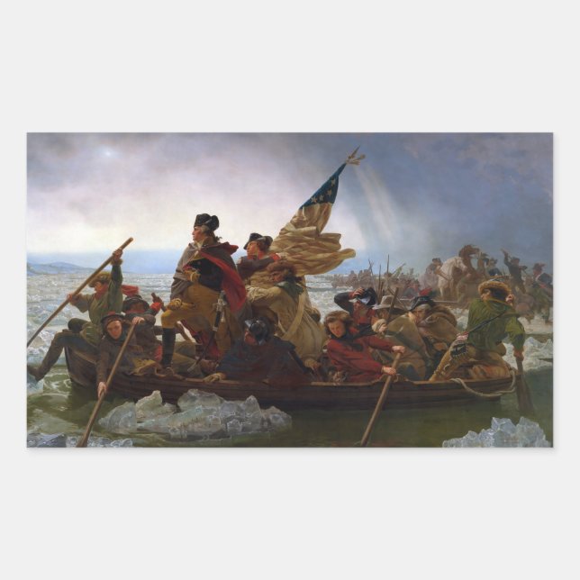 Crossing the Delaware River, George Washington Rectangular Sticker (Front)