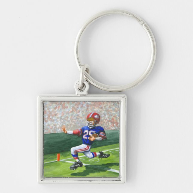 Crossing the Goal Line for a Touchdown Keychain (Front)