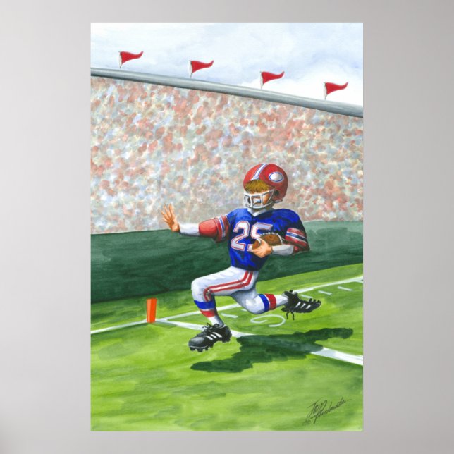 Crossing the Goal Line for a Touchdown Poster (Front)