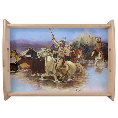 âœCrossing the Riverâ by Charles M Russell Serving Tray